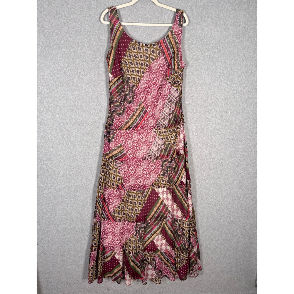 Vintage 90s Tiered‎ Patchwork Maxi Dress 14W Fairy Grunge Cottage Artsy Phoebe